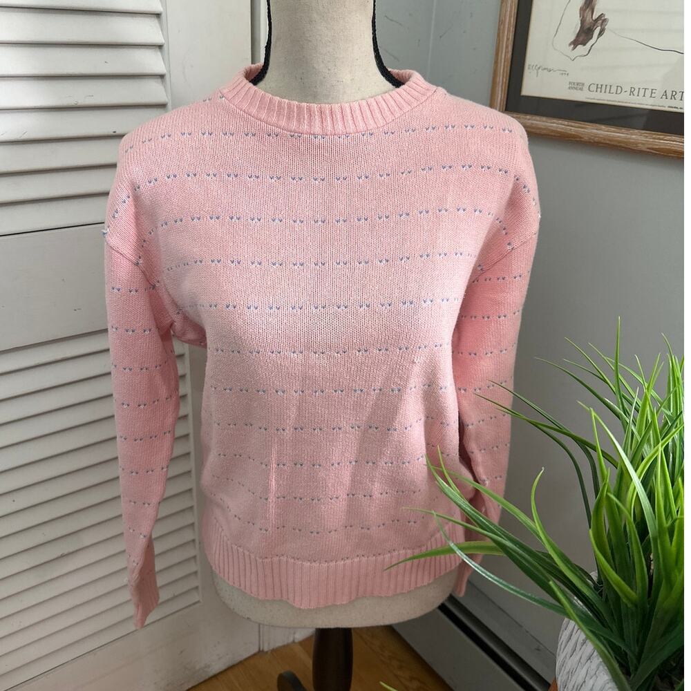 Vintage Bloomingdales Sweater Womens Small Pink Pullover Retro 80s Preppy Chic